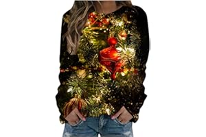 FARTEY Christmas Sweater for Women 2023 Funny Cute Xmas Tree Reindeer Snowman Sweatshirts Long Sleeve Crewneck Tops Shirts