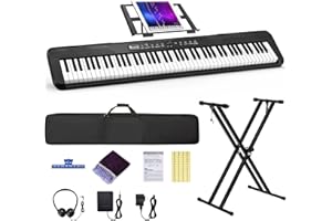 MIZAYI 88 Key Digital Piano, Semi Weighted Electronic Keyboard Piano with Music Stand, Power Supply, Sustain Pedal, Stand, Bluetooth, MIDI, for Beginner Professional at Home, Stage