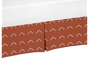 Sweet Jojo Designs Boho Arrow Boy Girl Baby Crib Bed Skirt Nursery Dust Ruffle - Ivory Burnt Orange Rust Off White Farmhouse Southwest Shabby Chic Designer Chevron Bohemian Diamond Tuft Collection