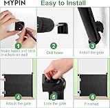 MYPIN Extra Wide Retractable Dog and Baby Gate 140 x 86 cm Black view 6