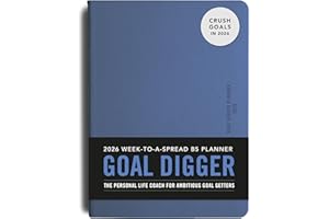 MIGOALS MI GOALS Goal Digger Weekly Planner 2026 | Dated Journal for Gratitude, Progress & Habit Tracking | Weekly Spread Layout, B5 (Element Blue)