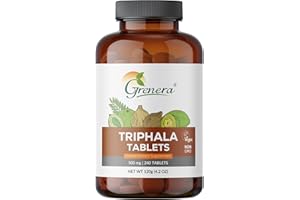 Grenera Triphala Tablet 240 nos, Uncoated Tablets Made with Organic Amalaki Powder, Haritaki Powder, Bibhitaki Powder