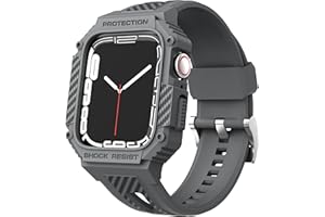 GELISHI Bands Compatible with Apple Watch 9/8/7 45mm, Rugged Men Sport Band with Protective Case for Apple Watch SE 44mm Series 6/5/4/3 42mm