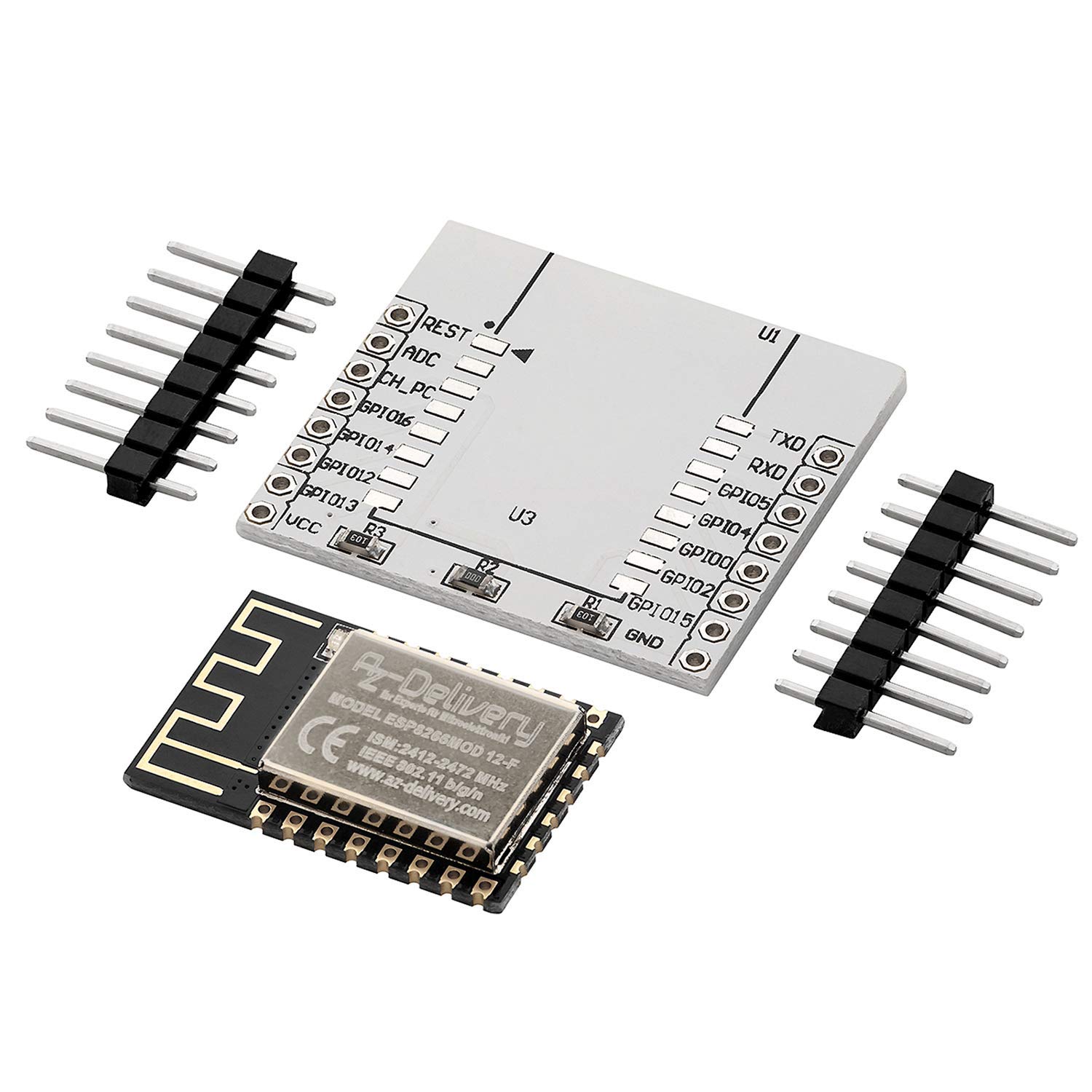 AZDelivery ESP8266 ESP-12F Remote Serial Port WLAN WiFi Transceiver Wireless Module with Plate Expansion Adapter Board compatible with Arduino and Raspberry Pi Including E-Book!