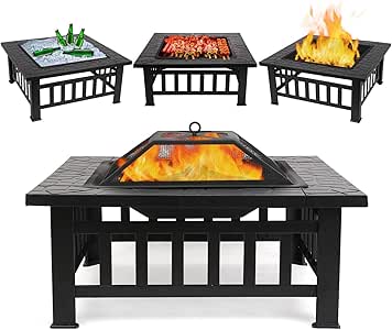 suines - Mesa de Hoguera para Exteriores con Parrilla para Barbacoa