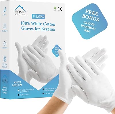 Home Solutions Premium Cotton Gloves Eczema Dry Hands Moisturising White 8