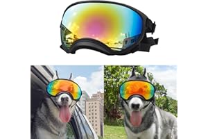 SEANCHEER Large Dog Sunglasses, Dog Goggles Large Breed and Medium, UV Protection, Windproof, Dustproof and Snowproof. Shatterproof Lens, Adjustable Strap
