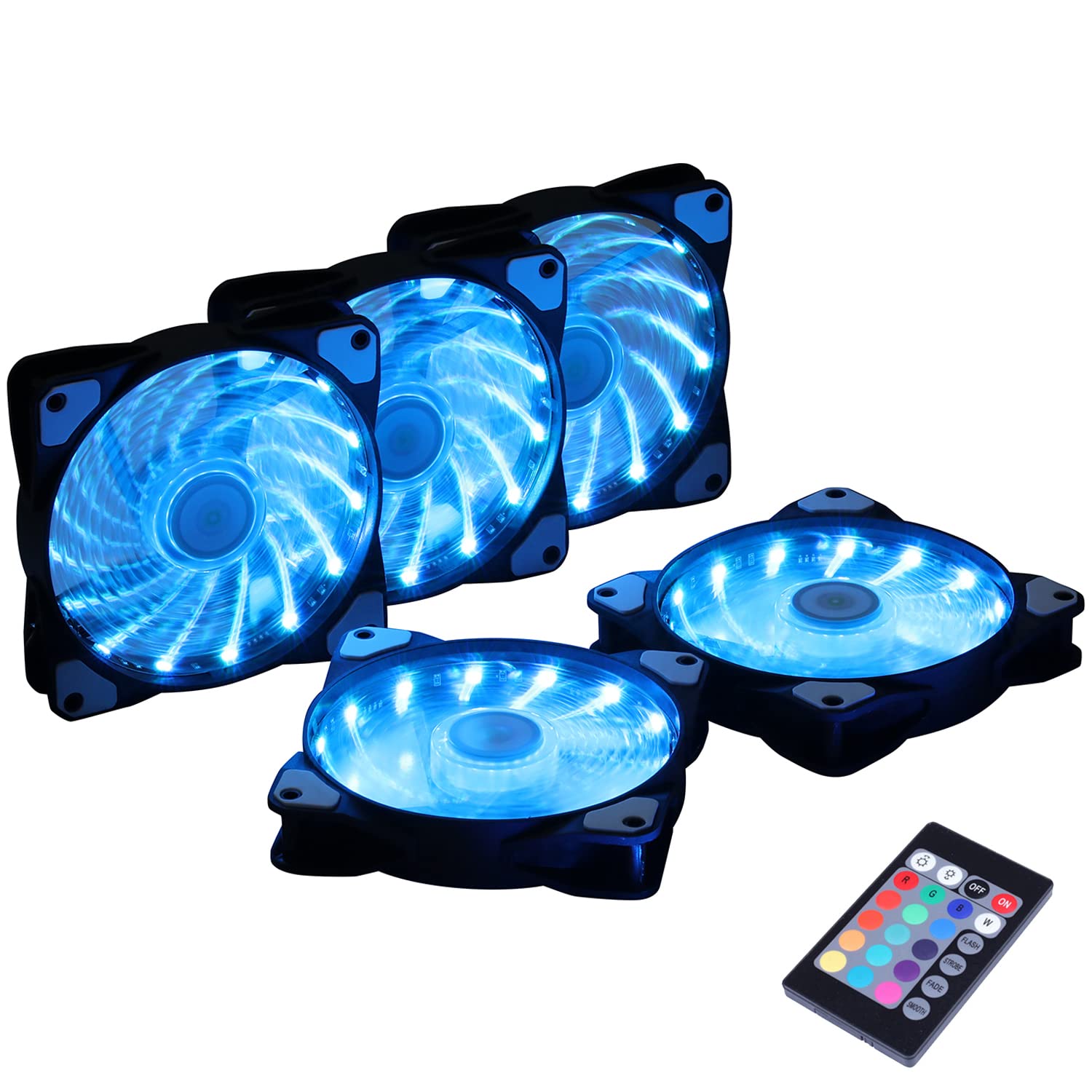 Onewatt DS 120MM RGB Case Fan Light, LED Silent Fan for Computer Cases, PC Case, CPU Coolers (2pcs LED Strip, 5pcs LED Fans, F Series)
