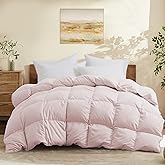Joysoul Queen Size Down Comforter - All Season Ultra Soft Goose Down & Feather Fiber Fill, Luxury Hotel Pink Duvet Insert with Corner Tabs (88" X 88")