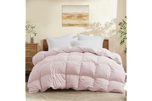 Joysoul Queen Size Down Comforter - All Season Ultra Soft Goose Down & Feather Fiber Fill, Luxury Hotel Pink Duvet Insert with Corner Tabs (88" X 88")