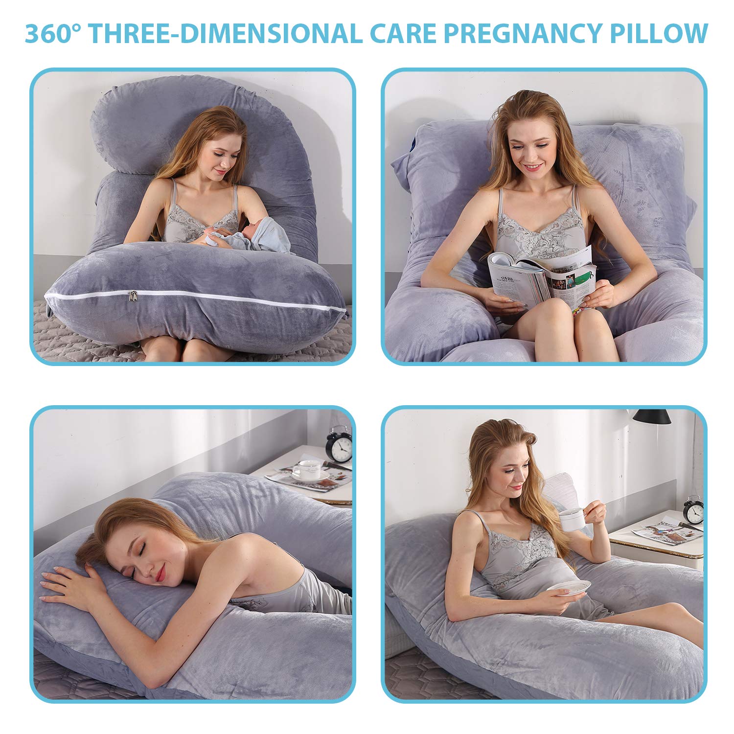 BATTOP Pregnancy Pillow for Sleeping,Full Body Maternity Pillow with Removable Washable Cover,Support for Back,HIPS,Legs,Belly for Pregnant Women