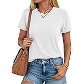 MAGCOMSEN Cotton Short Sleeve Shirts for Women Crew Neck T Shirts UPF50+ Trendy Casual Summer Tops Basic Tee