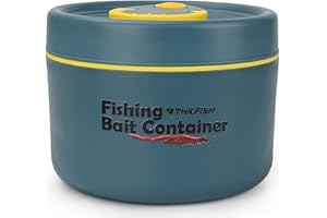 THKFISH Fishing Bait Container, Stainless Steel Insulated Live Bait Storage, Worm Bait Holder, Bait Storage Box, Nightcrawler Box, Bait Bucket to Keeps Bait Fresh and Alive