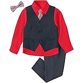 Boys Suit for Kids Tuxedo Vest and Pants Set with Shirt Tie and Bowtie Formal Dresswear