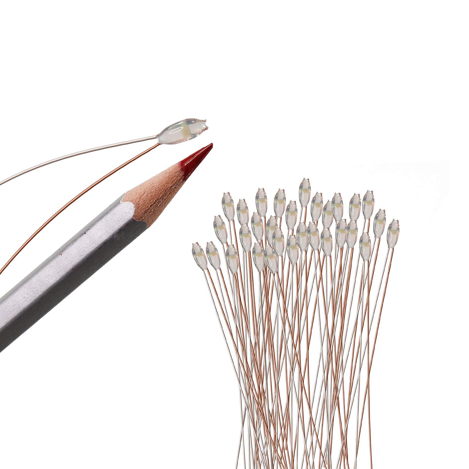 Evemodel 30pcs Pre-soldered Micro Litz Wire Purple SMD 0603 LED Light 20cm Wire Resin Cover