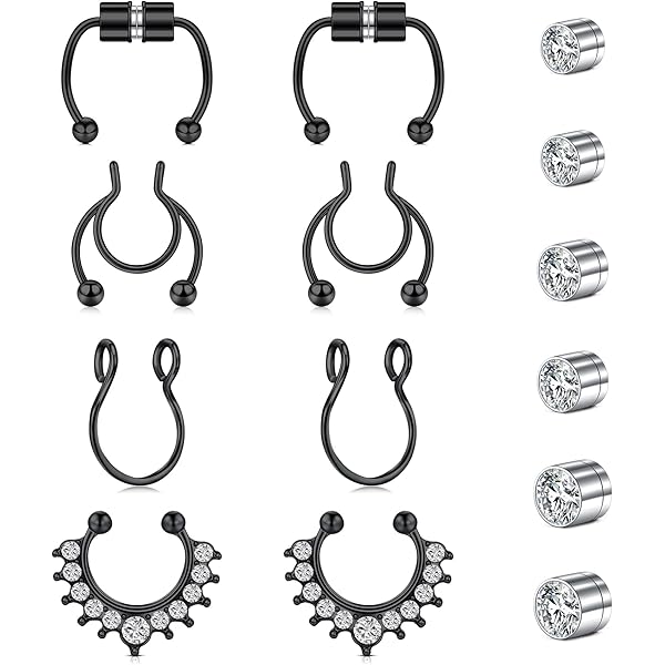 thumbnail image 2 of Fake Ear Stud Set Multicolor 12 Pcs Magnetic Fake Ear Studs - Non Piercing Cubic Zirconia Clip On Earrings Set Multicolor Ear Jewelry 2 of 13