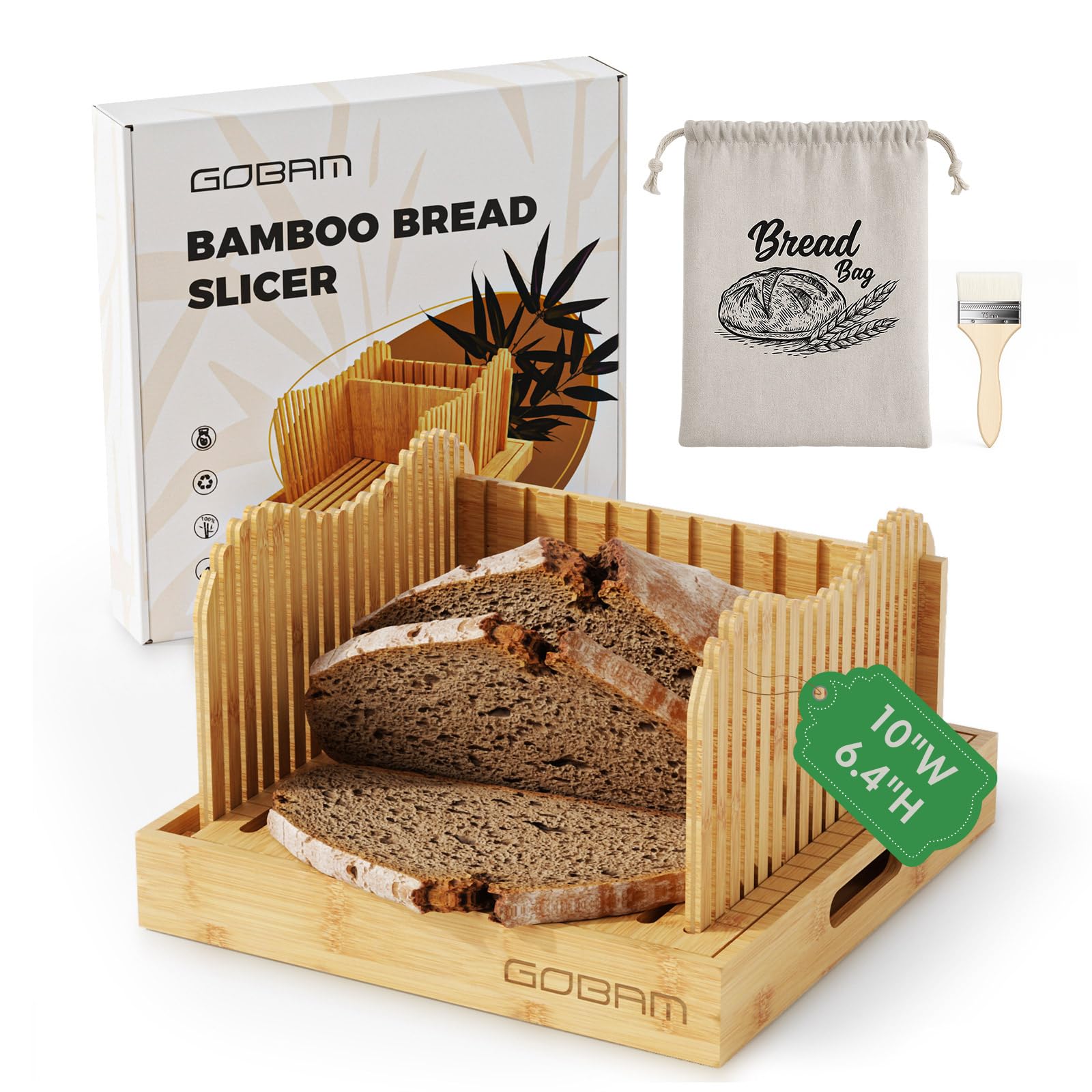 Photo 1 of **ITEM IS DIRTY/or stinks check clerk comments**
Gobam Adjustable Bamboo Bread Slicer, Fits Bread up to 6.4”H & 10”W, Extra-Large & Tall Design for Sourdough & Homemade Loaves, 3 Thickness Settings, Crumb Tray, Foldable, Ideal Gift for Bread Lovers