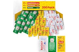 PAILSAIL Condiment Variety Pack -Single Serve Pouches: Each of KETCHUP, MUSTARD, and RELISH - Perfect for Picnics, Lunch Boxes, BBQs, Travel, and Parties (200 Pack, 200, Count)