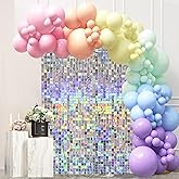 Iridescent Silver Shimmer Wall Backdrop 24 Panels Cover 6 x 4 Ft, Photo Backdrops for Wedding,Anniversary,Birthday,Party Decoration