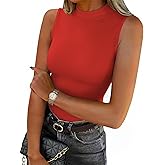 Zeagoo Womens Sleeveless Mock Turtleneck Tank Tops Slim Fit Stretch Ribbed Tops Casual Basic Layering Shirts 2026