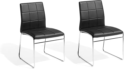 Esszimmerstuhl 2er Set In Schwarz Bezug Aus Kunstleder Metallbeine Kiron Beliani Amazon De Kuche Haushalt