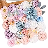 Luckinds Artificial Flowers Combo Box Dusty Blue Pink Artificial Flowers for DIY Tables Centerpieces Baby Shower Bridal Shower Wedding Bouquet Party Decor