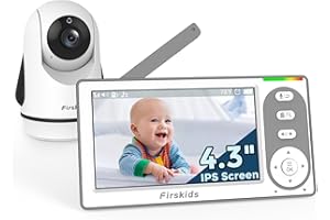 Firskids Baby Monitor - 1000ft Long Range Baby Monitor with Camera and Audio No WiFi, Built in 3500mAh Battery,Auto Night Vision, Temperature, 2-Way Talk, 8 Lullabies, 4.3'' Screen