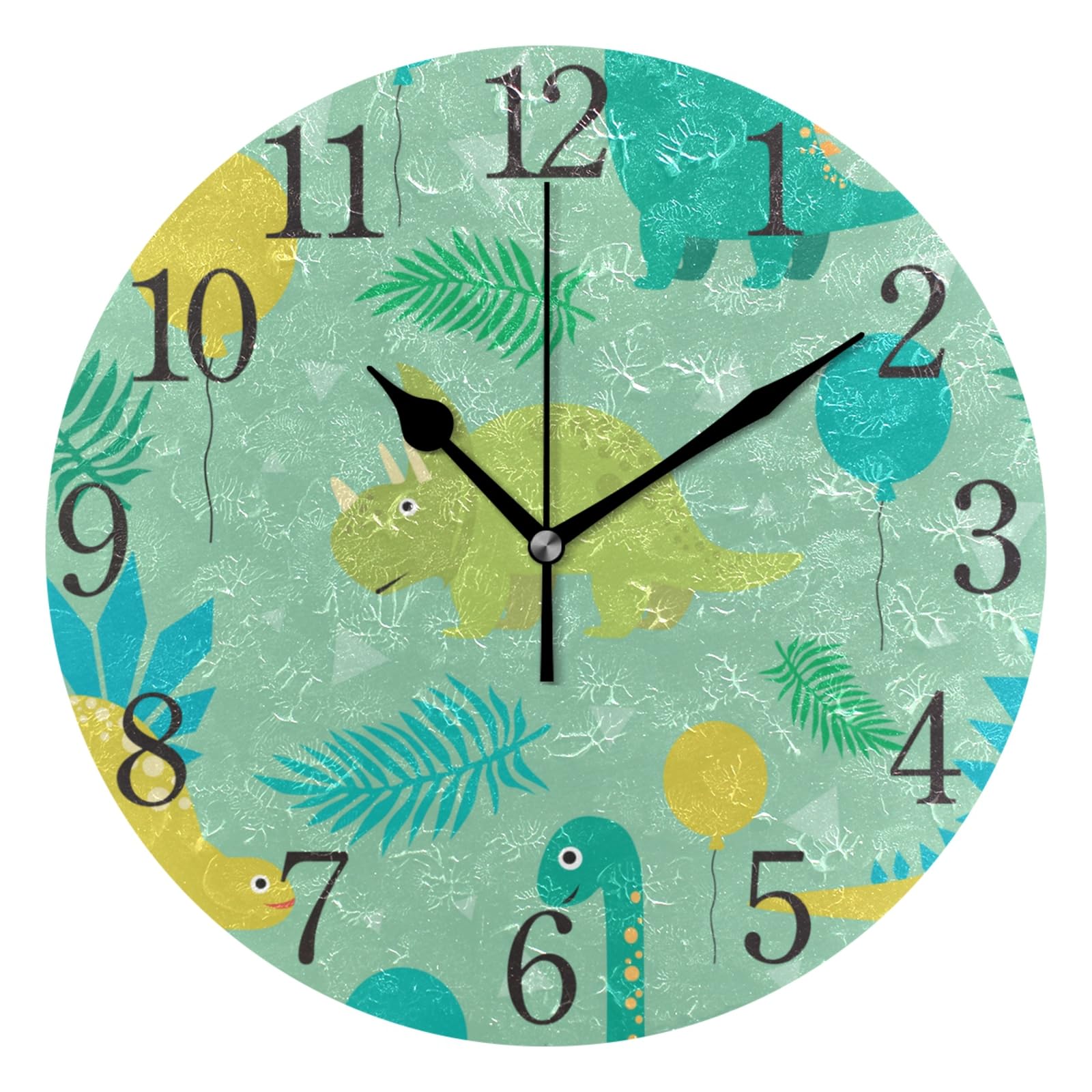 ISAOA 9.5 Inches Modern Wall Clock,Rose Gold Marble Silent Non-ticking Round Desk Clock Cube Clock for Bedrooms,Kids,Living Room,Kitchen (Green 2)