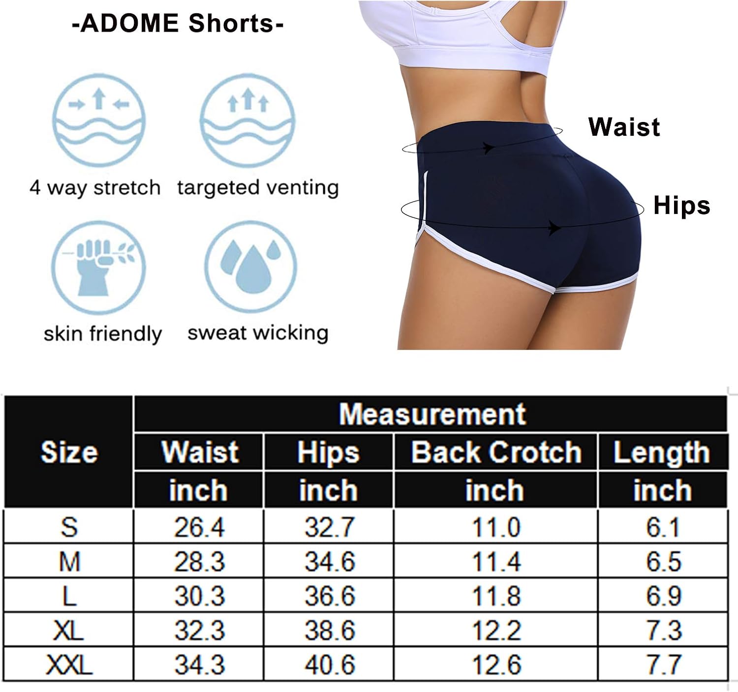 ADOME Women's Active Shorts Fitness Sports Yoga Booty Shorts for Running Gym Workout: Clothing