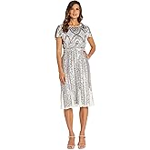R&M Richards Women's Elegant Sequin Bodice Chiffon Maxi Dress W/Cape Sheer Sleeves | Evening Cocktail Party