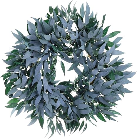 Amazon Co Jp 18インチ 人工の柳の葉 リース 人工植物 ガーランド 人工シルク 柳の葉 つる リース 結婚式の背景 壁 結婚式のドア装飾 ホーム キッチン