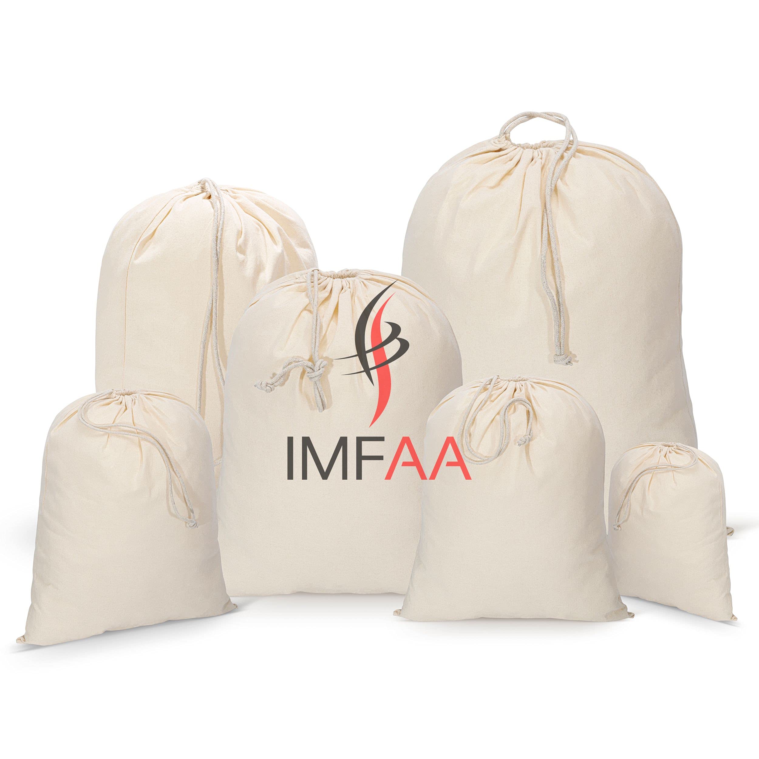 IMFAA Sack Drawstring Cotton Canvas Bags – Reusable, Eco-Friendly Storage & Laundry Bags for Clothes, Travel, Toys & Gifts (10, Small(25x30) Cm)