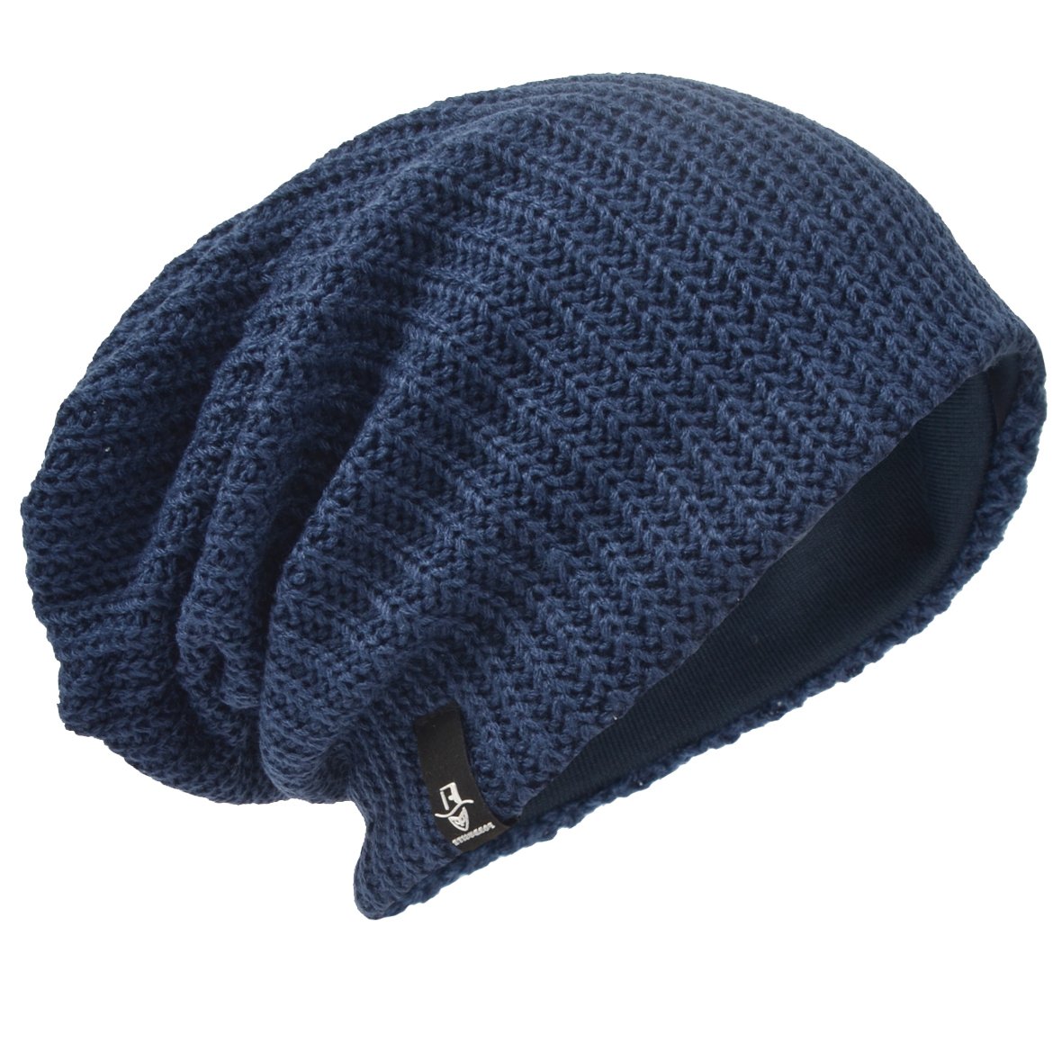 Men Oversize Beanie Slouch Skull Knit Large Baggy Cap Ski Hat B08 (Ribbed-Navy)