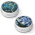 Pill Box 3 Compartment Medicine Pill Case,Portable Pill Box for Pocket or Purse Pill Box Decorative Metal Medicine Vitamin Organizer Unique Gift(2PCS)