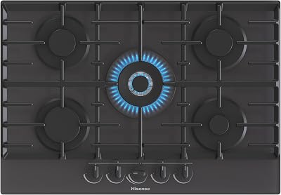 Hisense GG773B 75cm Gas Hob 5 Burners Built-In Tempered Glass Black