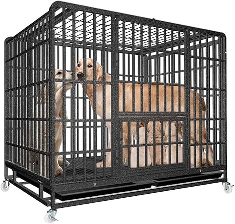 Amazon Co Jp Ligang 犬小屋 犬用ケージ 中規模の50キロの下でペットに適した 犬アラスカ犬ジャーマンシェパードペット犬のケージ トレイとスカイライトのデザイン アンチ一口 Color Black Size 126 107 80cm ホーム キッチン