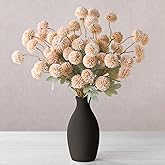 Solsew 12 Pcs Faux Kiku Flower Artificial Pom Pom Mums Fake Small Chrysanthemum Ball Silk Flowers Floral Picks Kiku Stems for Fall Vase Table Centerpieces Wedding DIY Bouquet Decor(Autumn White)