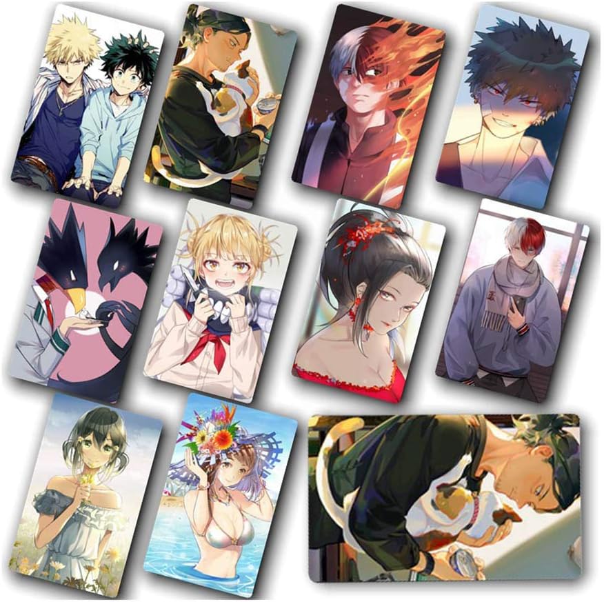 Apehuyuan My Hero Academia Gift Set - 10 Pcs Crystal Cards Stickers, Anime Cartoon Laptop Stickers(H05)