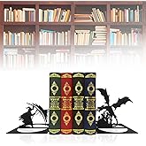 Fantasy Dragon Metal Bookends, Gothic Book Ends, Dragon Bookends, Wizard Bookend, Witch Bookshelf Decor, Book Organizer, Black Book Holders for Home Office