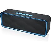Totola Wireless Bluetooth Speaker with AUX/USB/TF Card Slot, Outdoor Portable Stereo Speaker with HD Audio, Enhanced Bass, Dual-Driver, Handsfree Calling, FM Radio for Travel, Party (Blue)