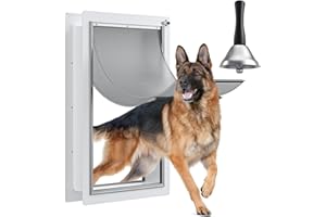 TBC PET Pet Door for Wall with Secure Aluminum Lock, Steel Frame and Telescoping Tunnel, Double Silicone Flaps Dog Doggy Door and Cat Door Suitable for All Pets, Strong & Durable (Pets Up to 220 Lb) -XLarge