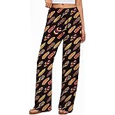 Zyquena Women Pleated Elastic Waisted Pajama and Casual Pants Soft Loose Low Waist Flowy Wide Leg Fake Drawstring Trousers