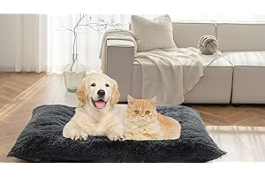 Auemtyn Dog Beds for Large Dogs,48"x29"x4"Dog Bed Crate Pad,Plush Dog Crate Mat with Anti-Slip Design,Washable Fluffy Faux Fur Kennel Pad for Large Medium Small Dogs and Cats