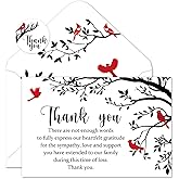 FYSUIMU 50Pcs Funeral Thank You Card Cardinal Bird Branch Sympathy Boxed Thank You Card with Sticker Envelope Bereavement Cards for Memorial Service Loved Ones Celebration of Life