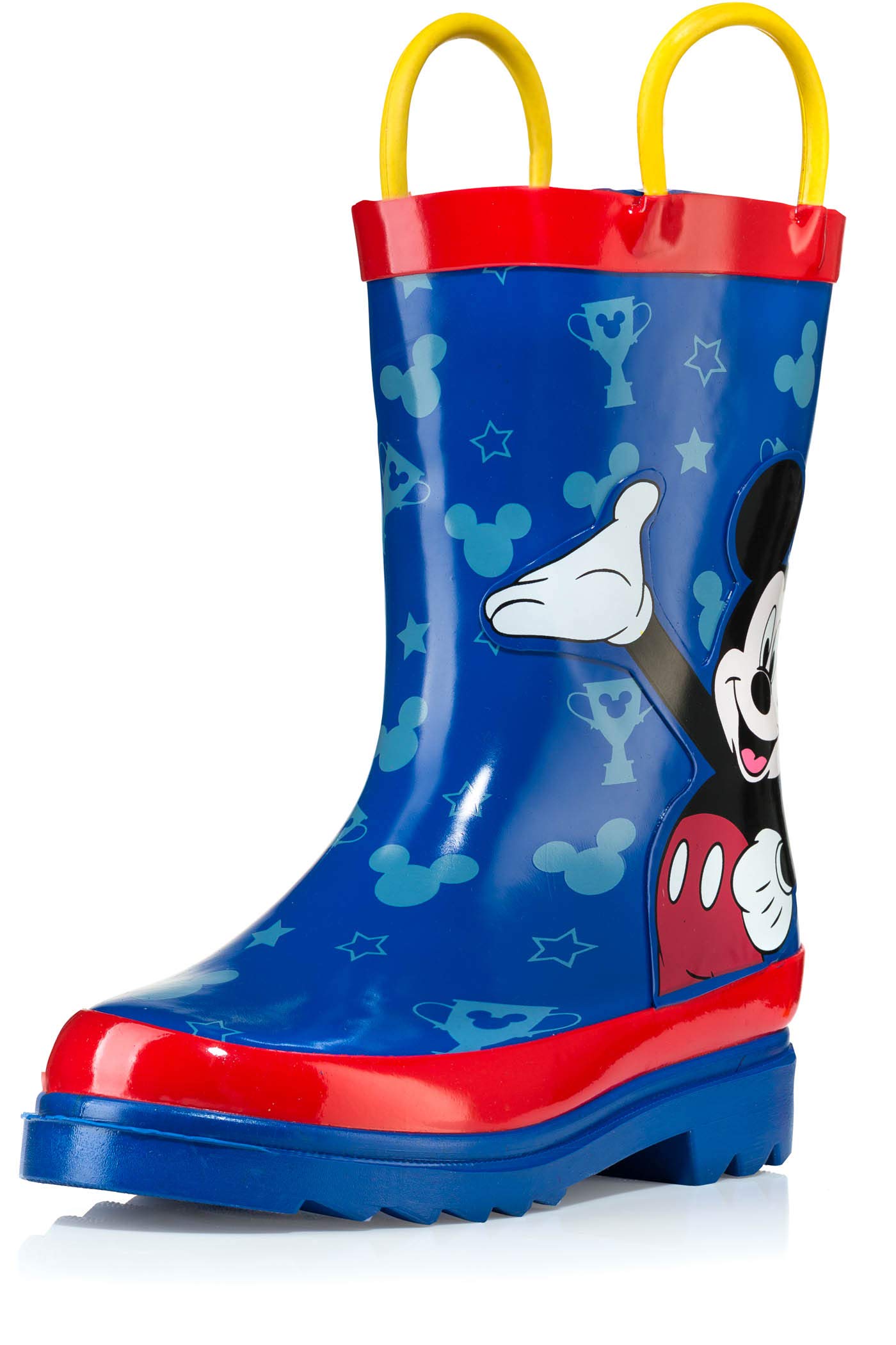 Disney Mickey Mouse Rubber Rainboots - Attached Handles - Toddler and Little Kid
