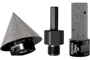 REKCKRUL 3 PCS 2" Diamond Chamfer Bit M14 Thread - M14 Hex Shank - 3/4" Diamond Finger Milling Bit, Angle Grinder Tool, Enlarge & Shape Holes, Smooth Edges, Dry/Wet Use