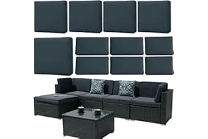 FKSLIFE 11Pieces Outdoor Couch Cushions Covers,Outdoor Patio Cushion Covers Replacement Waterproof Sofa Cushions,Furniture Covers Cushion Slipcovers Set(Dark Grey)