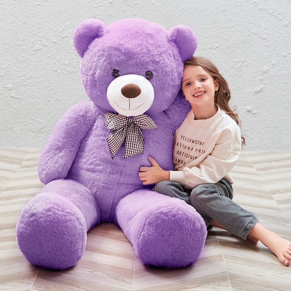 MaoGoLan 55 Inch Giant Teddy Bears Big Cute Plush Teddy Bear Huge Life Size Teddy Bear Large Stuffed Animal Toys for Girlfriend Children Purple: Toys & Games