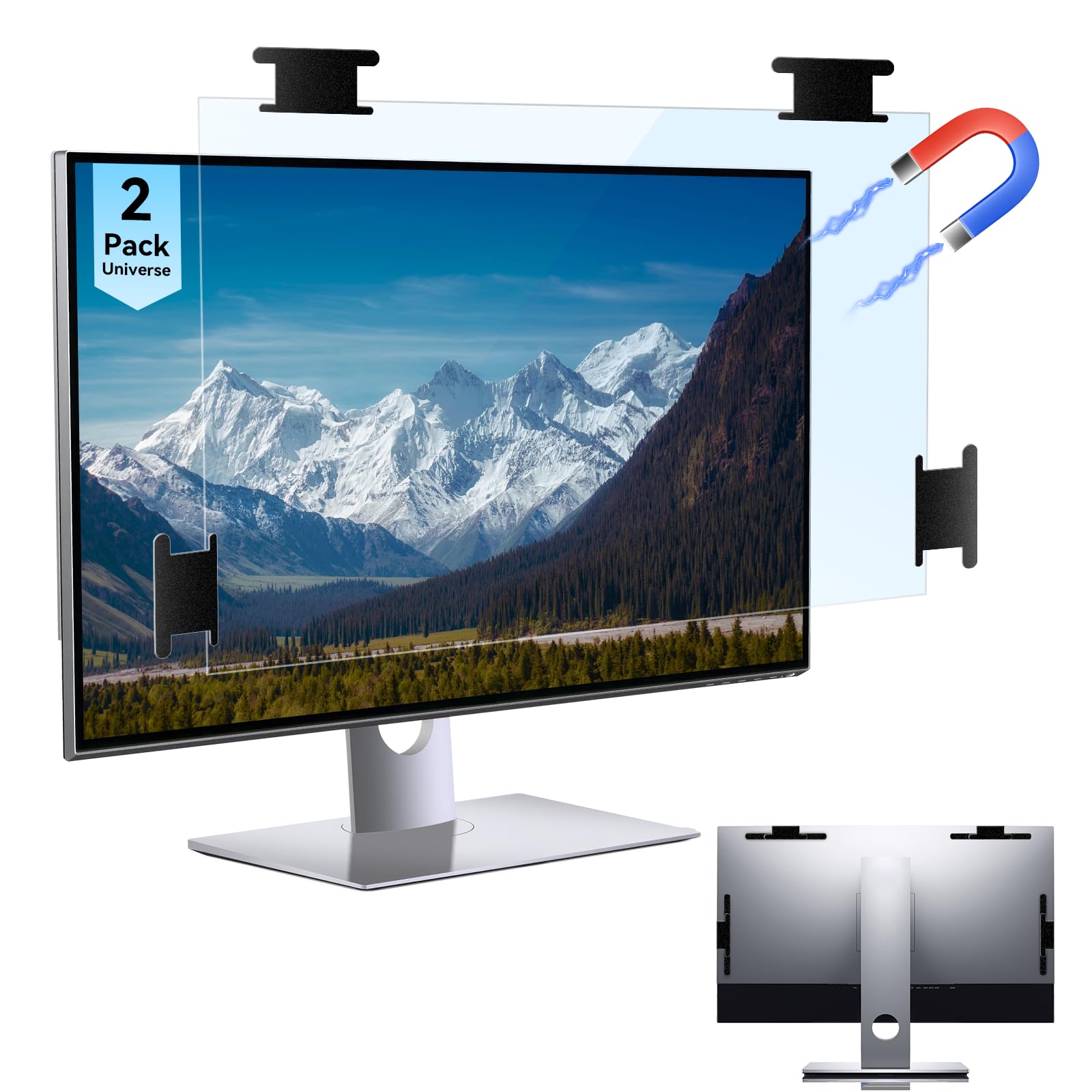 Photo 1 of [2 Pack] Magnetic 24 Inch Computer Anti Blue Light Screen Protector for 16:9 Aspect Ratio Widescreen Monitor, Hanging Eye Protection Anti-Glare Light Screen Protector, Removable 24 in Protective Film