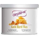 Depileve Gold Hard Wax for Hair Removal - Stripless Wax 14 oz - Full Body - Ideal for Delicate, Sensitive Skin